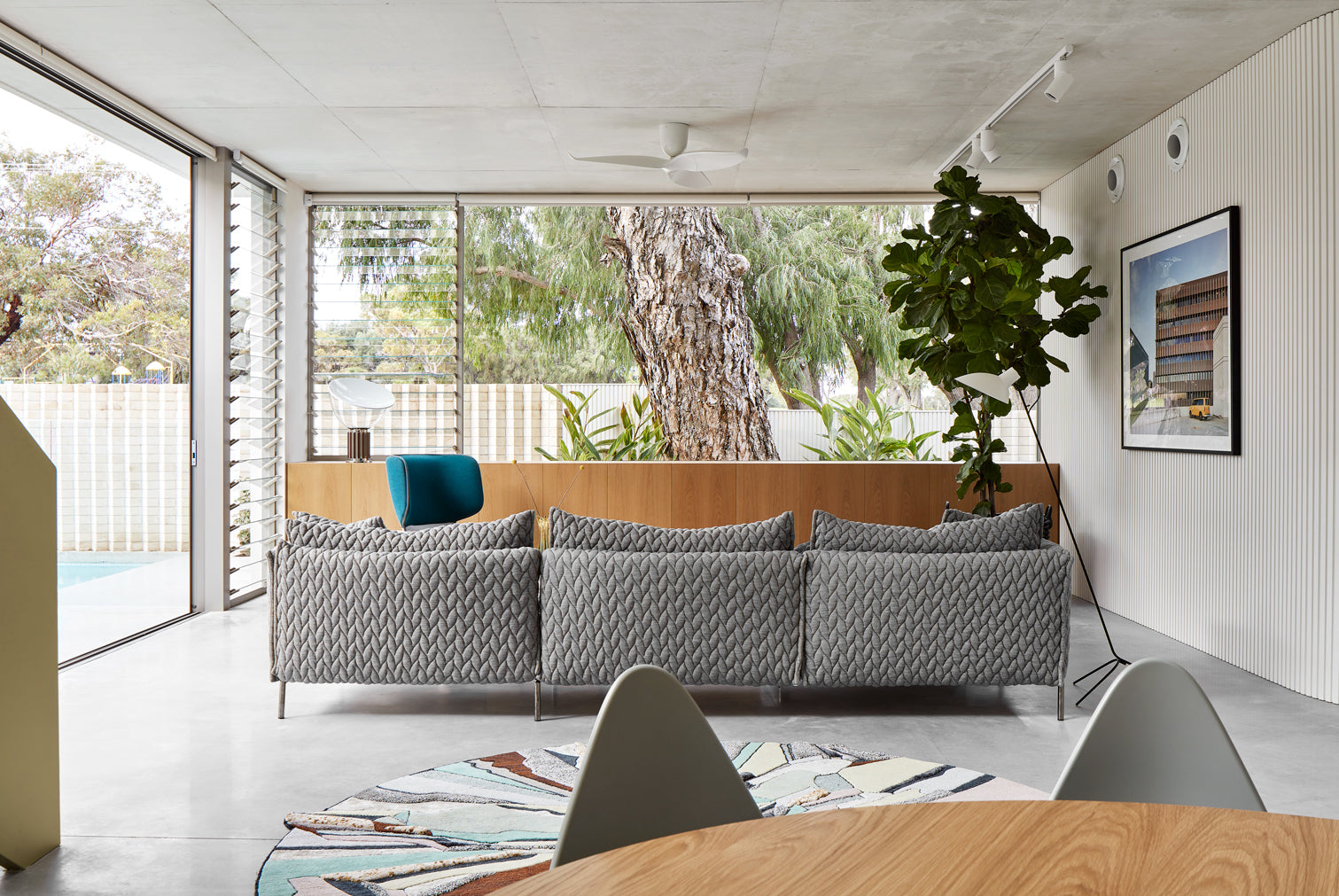 Modern Living Room with Grey Sofas
