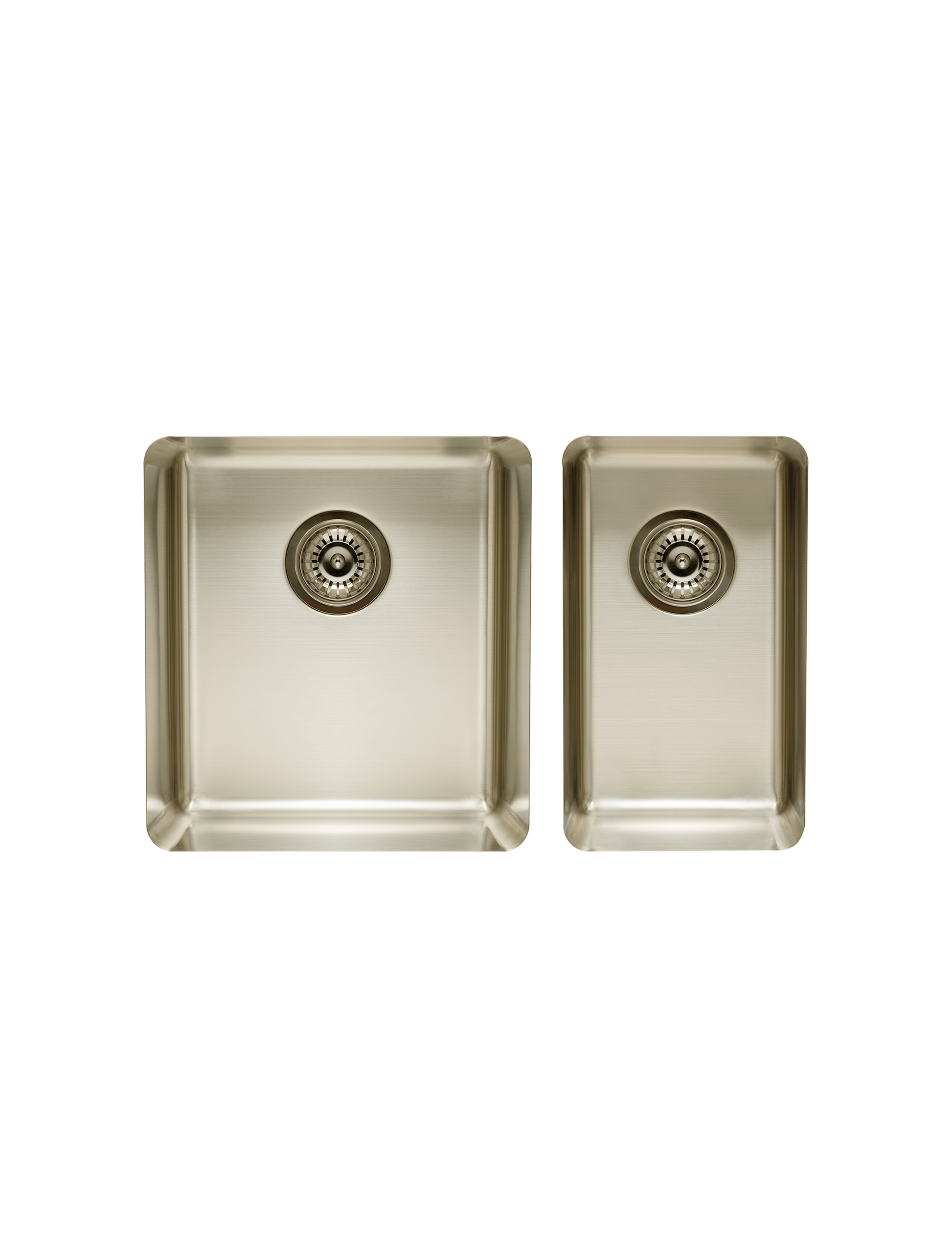 Medium and Small Double Bowl Kitchen Sink in Pearl Gold