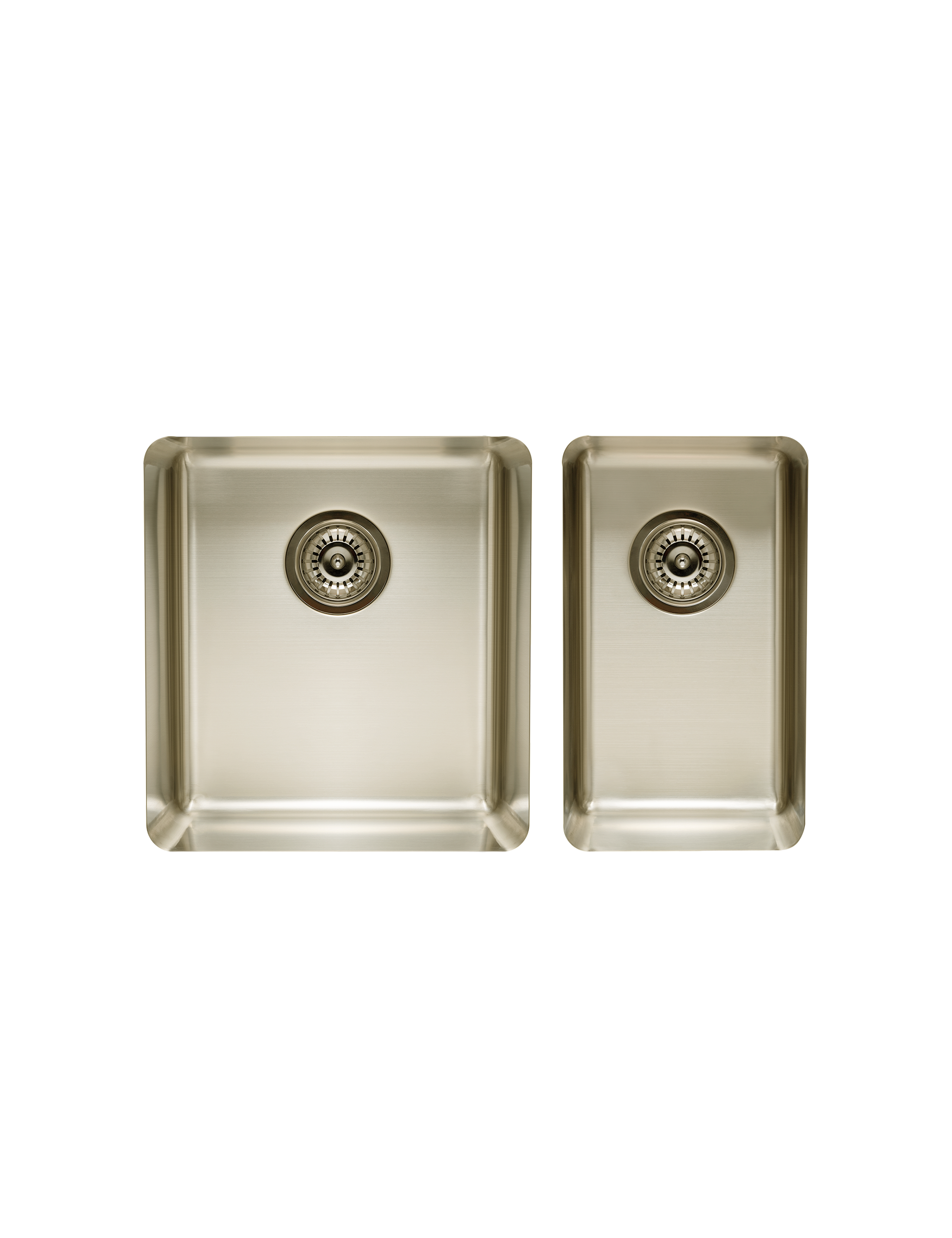 Medium and Small Double Bowl Kitchen Sink in Pearl Gold